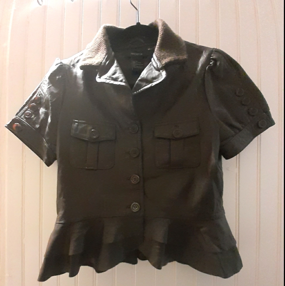 Puff Sleeve Lamb Leather Vintage Jacket